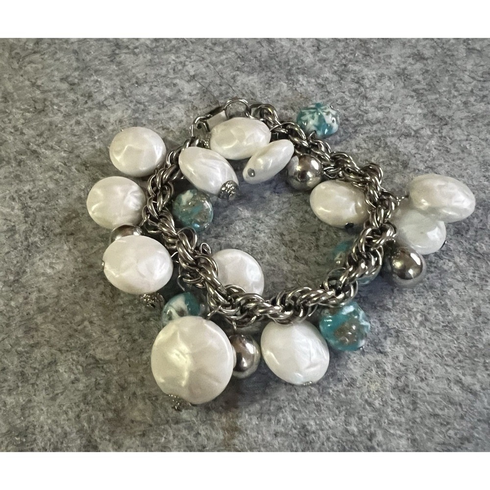 Vintage faux pearl Bracelet acrylic plastic 7"